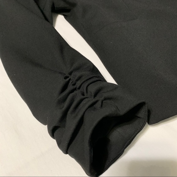 Express 3/4 Ruched Sleeve Black Blazer—Size 2 - Picture 5 of 11